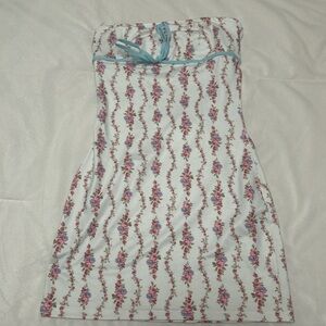 Edikted Floral Mini Dress - White and Pink